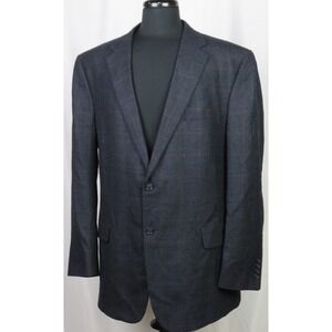 Men's Jos. A. Bank 100%‎ Wool Plaid 2 Button Sport Jacket Blazer 48 Long